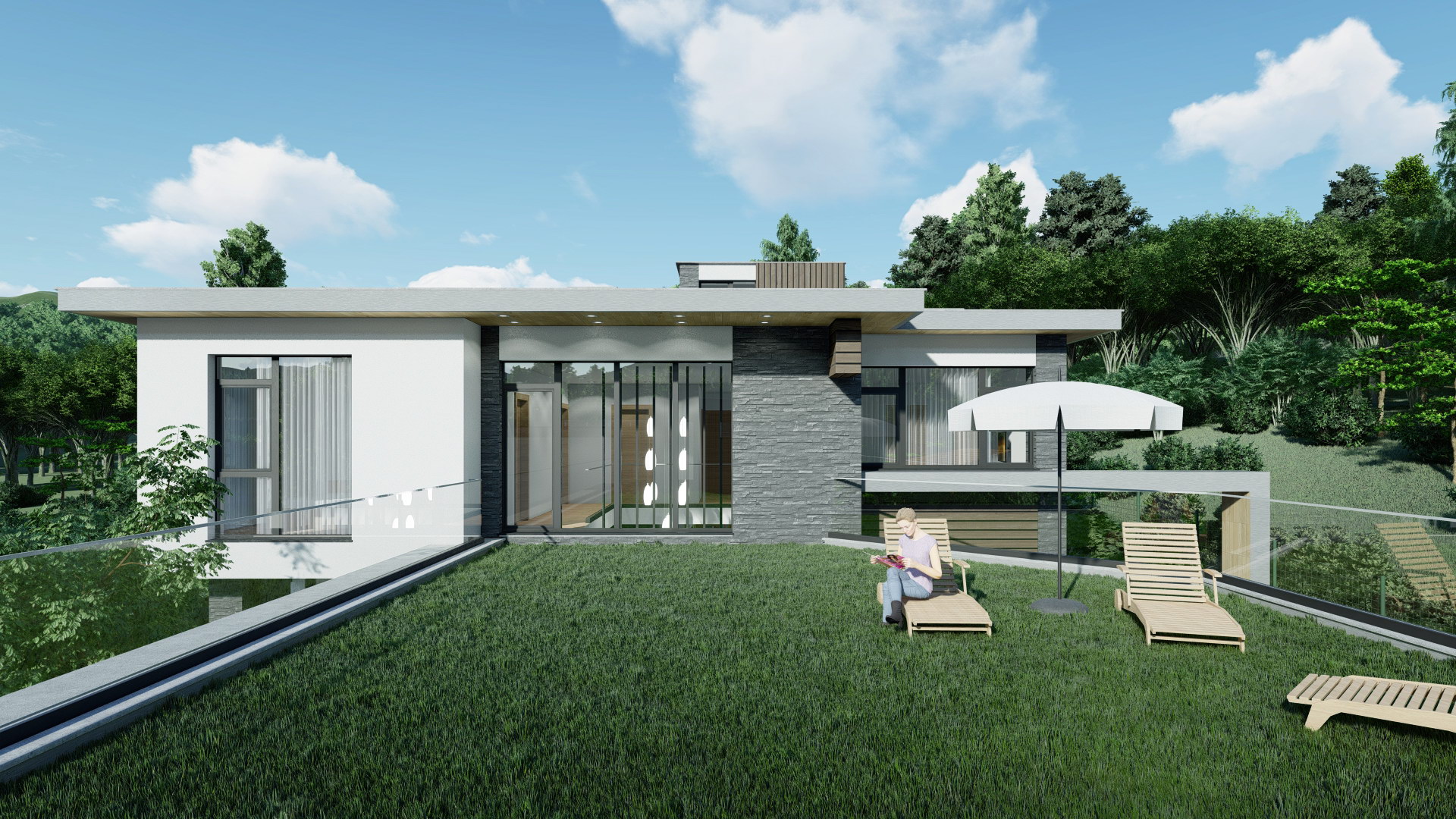 Озеленената покривна тераса към самостоятелни къщи LINK Houses има 360 градуса панорама